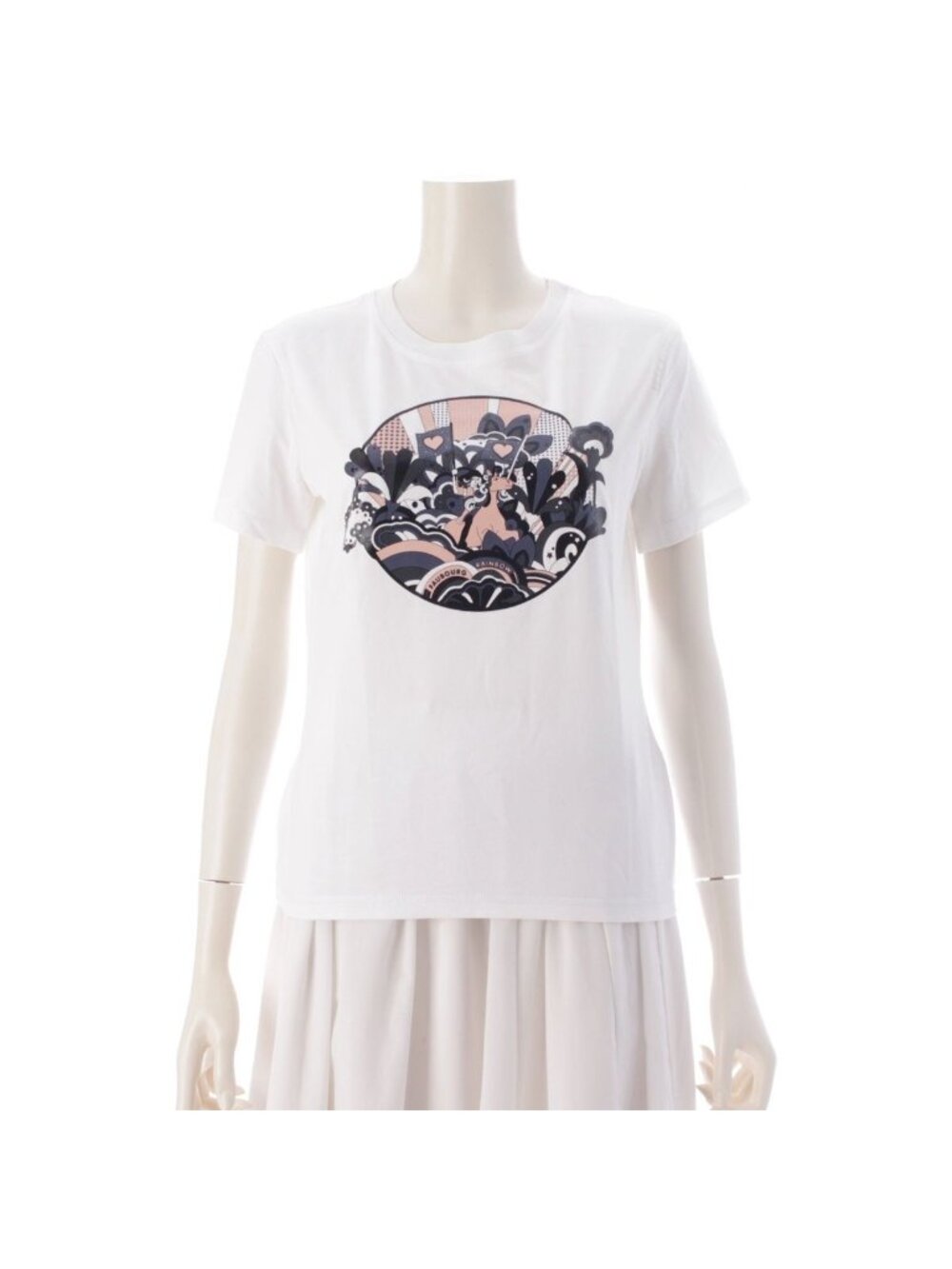 Hermes Faubourg Rainbow Cotton Print Short Sleeve T-Shirt Top White 38